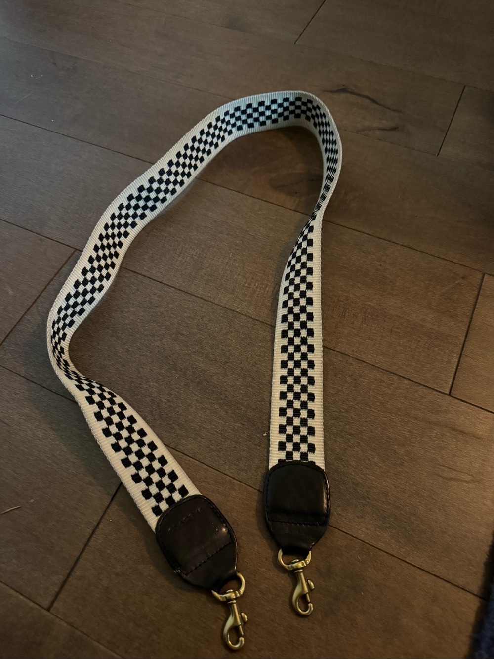 Clare V Black & White Checkered Crossbody Strap